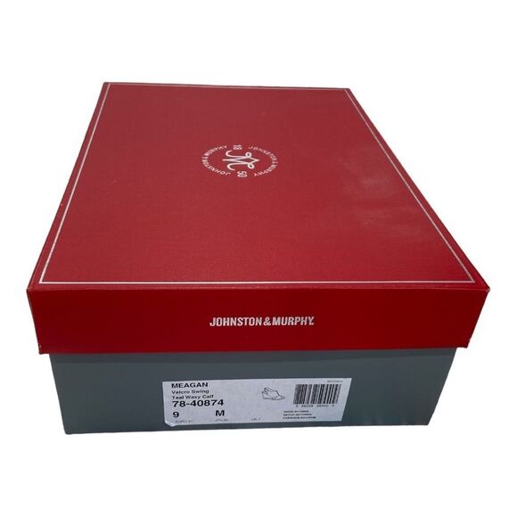 Johnston & Murphy Meagan Velcro Swing Teal Waxy Calf Size 9 Platforms - Picture 2 of 11